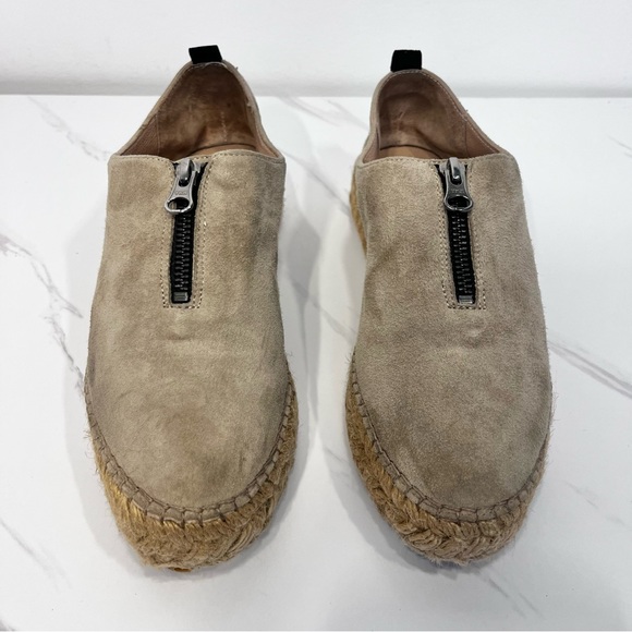Eric Michael Serena Suede Zipper Espadrilles Beige Size 37 US 6.5 - 7 - Picture 2 of 12